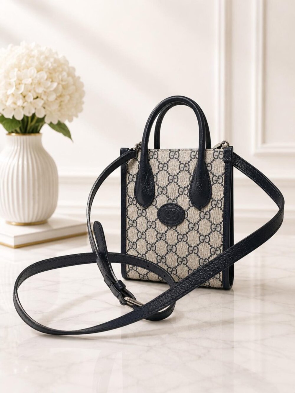 Authentic Gucci Mini GG Supreme Tote Crossbody Bag